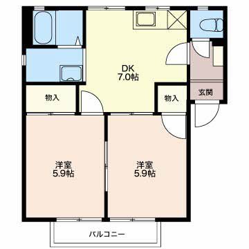 ハウス山伸  A202号室 間取り