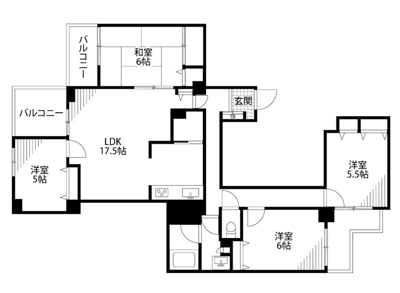 ダイアパレスロイヤルシティー東幸町　西棟 306号室 間取り