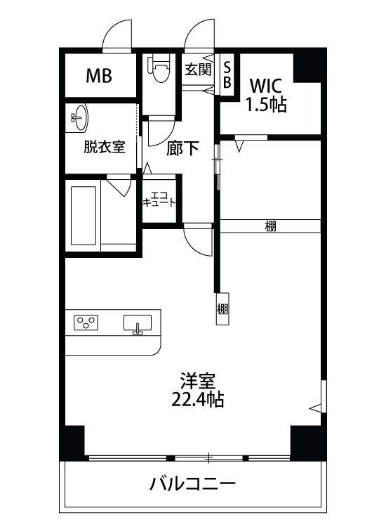 レ・モンデ新潟 2-A号室 間取り