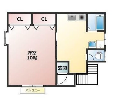 プチハウストック 2-B号室 間取り