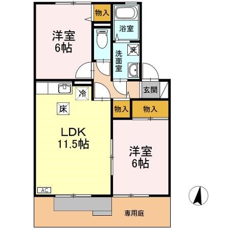 フローラルアベニュー C102号室 間取り
