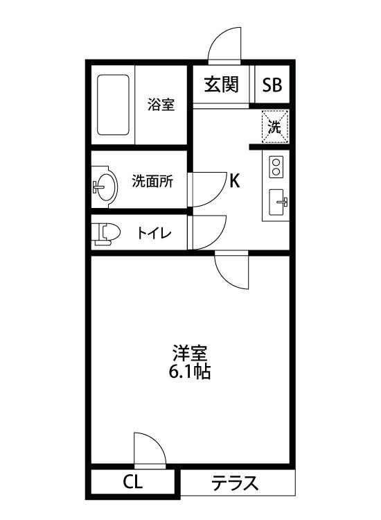 サンハウス 201号室 間取り