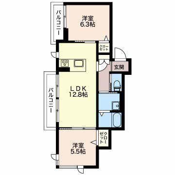 ベレオ女池 302号室 間取り
