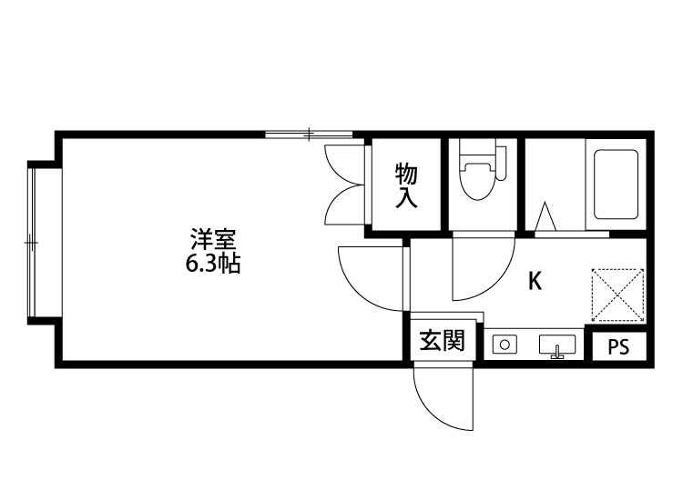 ロード上大川前 211号室 間取り