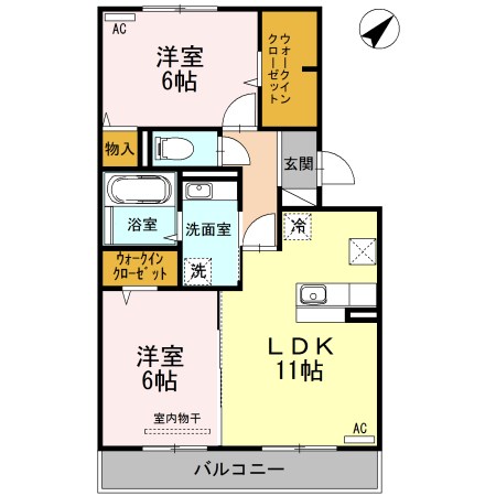 オッツファルコン 102号室 間取り