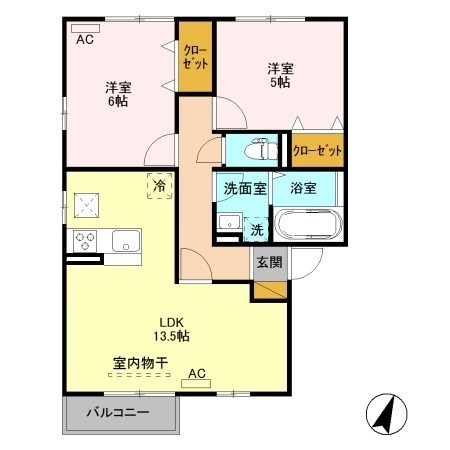 リュージュA 101号室 間取り