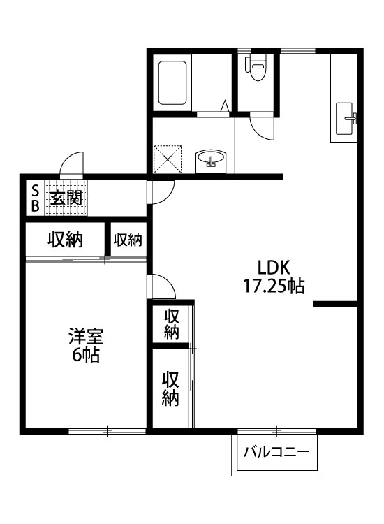 グリフィスⅡB棟 201号室 間取り