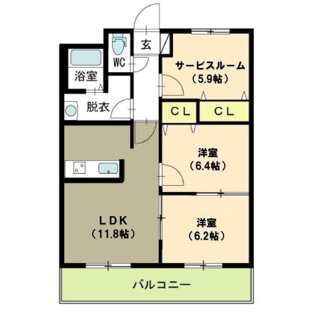 サンハイムさかい 301号室 間取り
