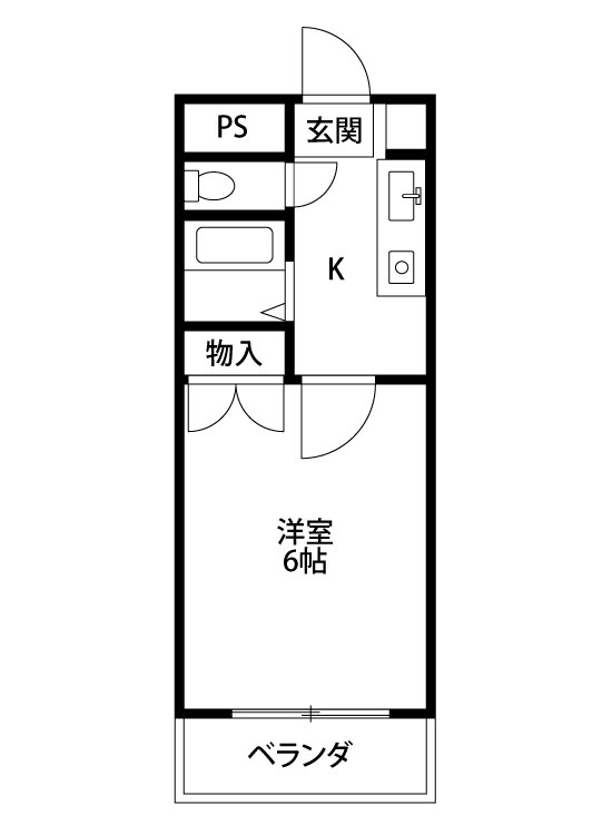 ロード上大川前 407号室 間取り