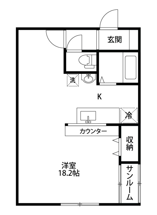 銀河梁 201号室 間取り