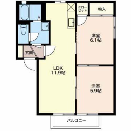 キャトルセゾン D203号室 間取り