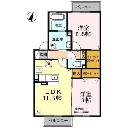 レイクサイドC 203号室 間取り