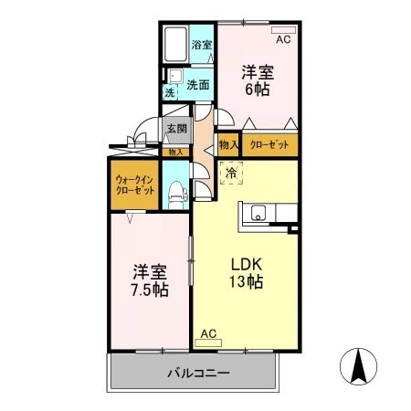クランベール 203号室 間取り