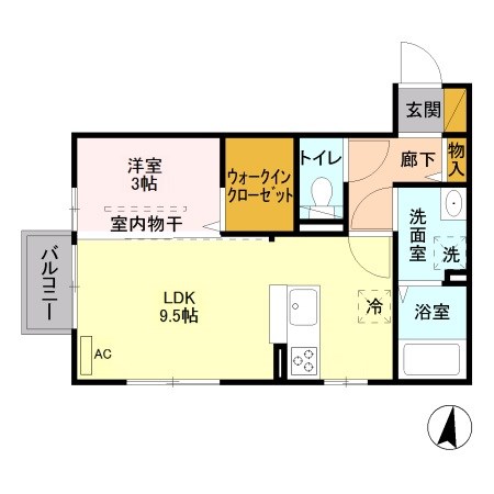 アクシスB 103号室 間取り