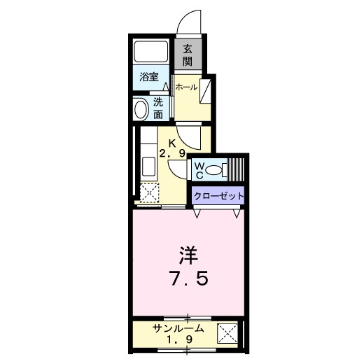 ガーデン　ベルＭⅠ 102号室 間取り
