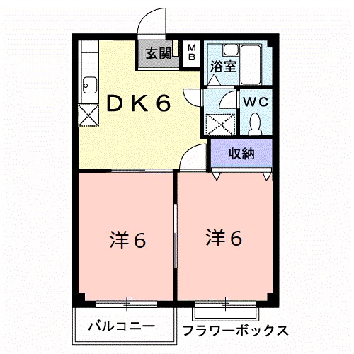 ピュアーハイツＢ 201号室 間取り