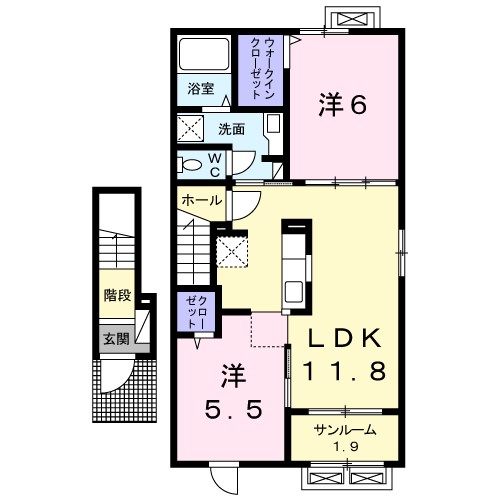 グリーン　リーブスⅡ 204号室 間取り