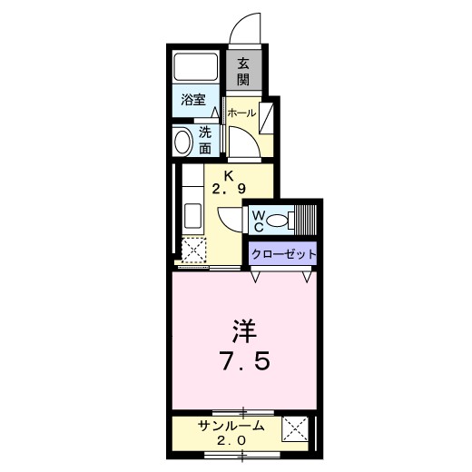 サンドヒル 102号室 間取り