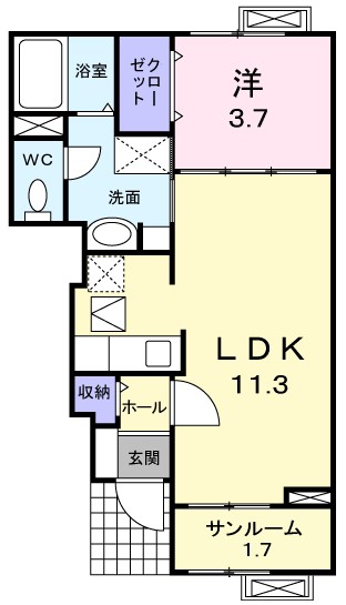 グランソレイユ 101号室 間取り