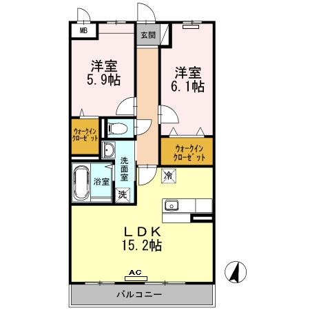 ウィステリアⅡ 110号室 間取り