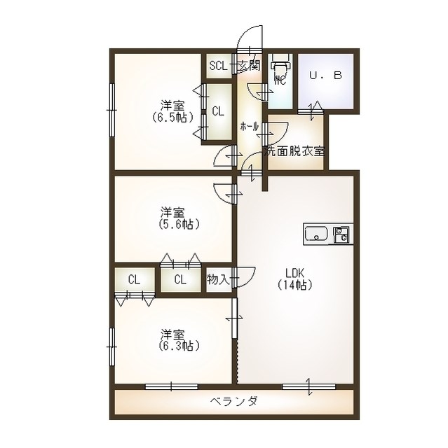 エスポワール寺尾 301号室 間取り