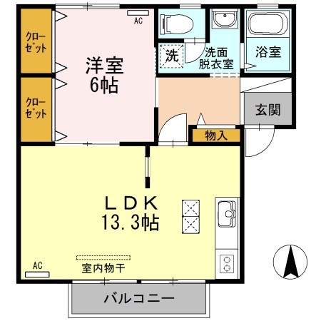 セブンワンテン　B 103号室 間取り