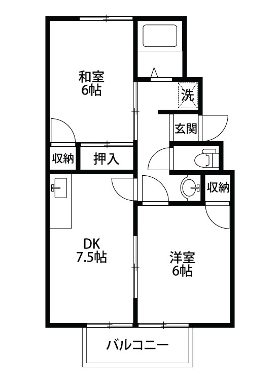 サンライズアベニュー女池B 206号室 間取り