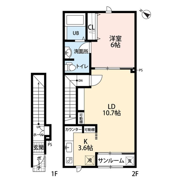 La terre riche 2-202号室 間取り