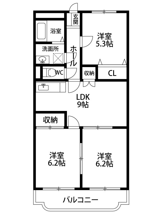 ローズベイ新潟南 203号室 間取り