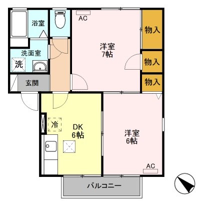 ハイカムール松園 102号室 間取り