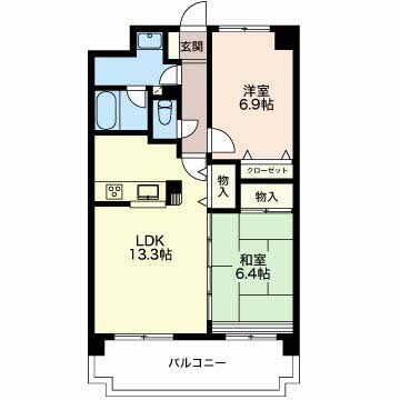パンシャトー 605号室 間取り