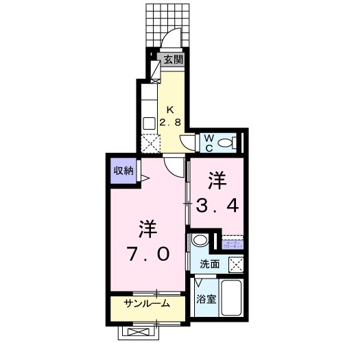 カレントレジデンス女池Ⅰ 102号室 間取り