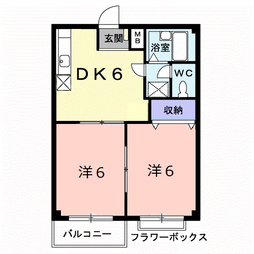 ピュアーハイツＢ 201号室 間取り