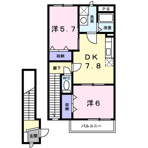 セカンドモール 202号室 間取り