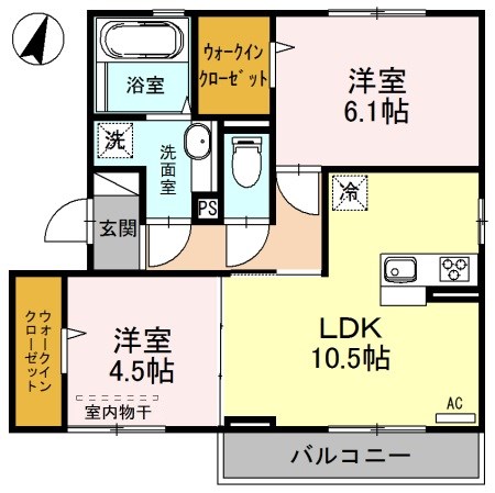 プランタン石山 301号室 間取り