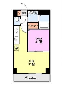 プライムスクエア女池 309号室 間取り