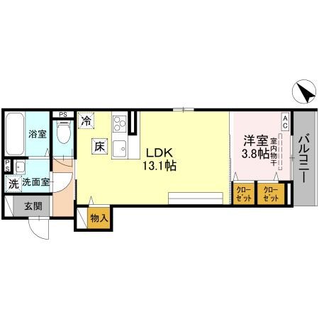 (仮)D-ROOM川端町 102号室 間取り