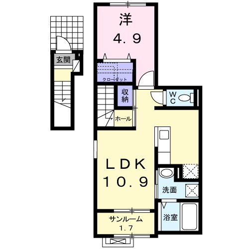 パルテール 205号室 間取り