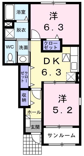 アイリスタウン　イストⅡ 102号室 間取り