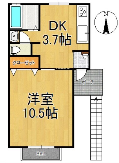 ステラハウスⅡ A206号室 間取り
