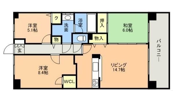 パストラルハイム米山弐番館 913号室 間取り