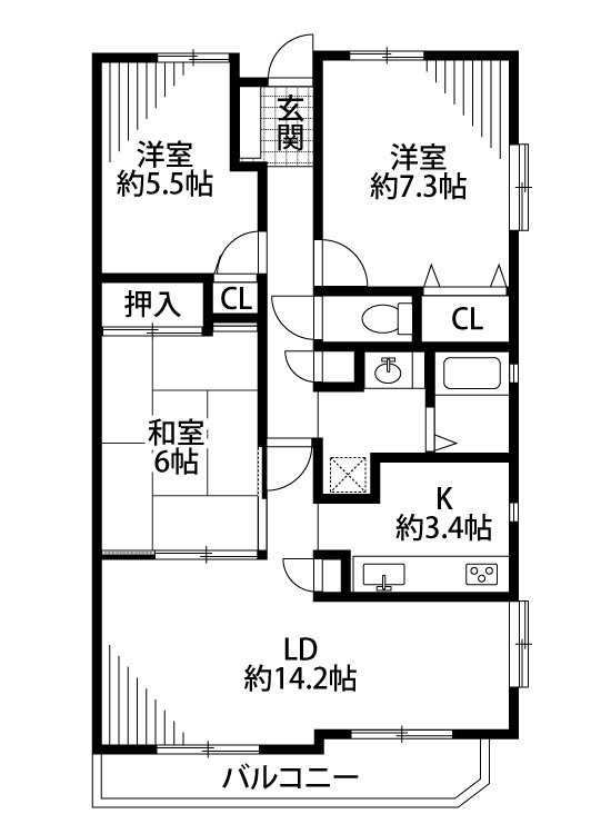 ダイアパレス本馬越 306号室 間取り