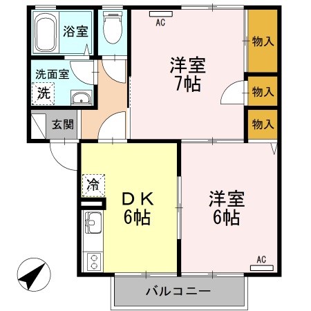 プレイン A205号室 間取り