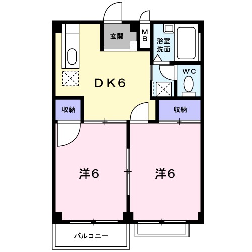 グリーンプラザＢ 202号室 間取り