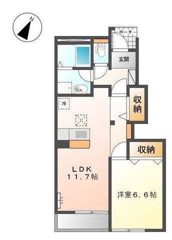 クレセントコート 102号室 間取り