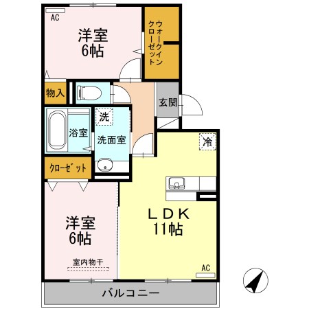 モンブラン A202号室 間取り