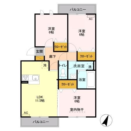 セイチ上近江 A303号室 間取り