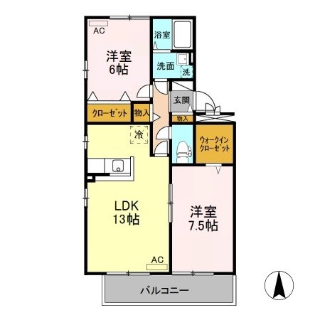 クランベール 105号室 間取り