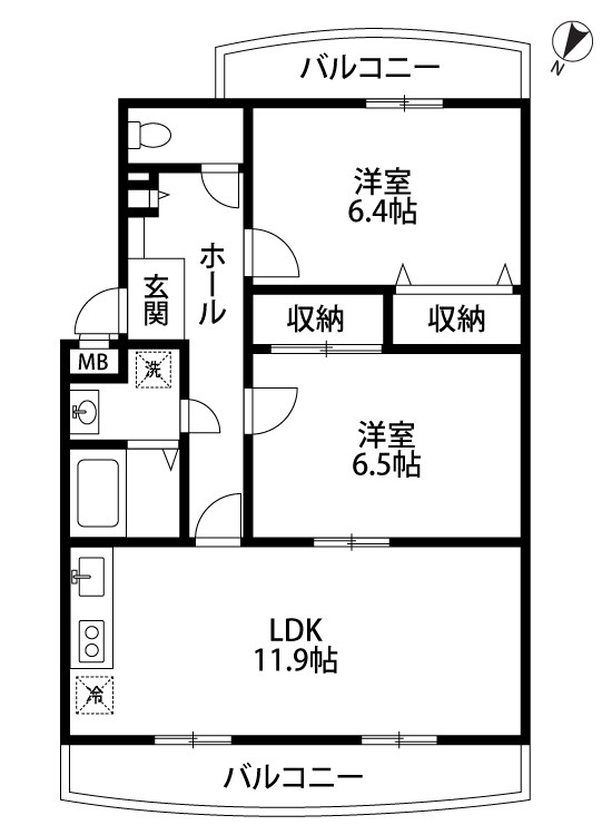 シャルム弐番館 102号室 間取り
