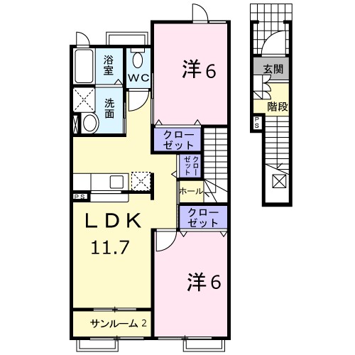 クレスト藤 202号室 間取り